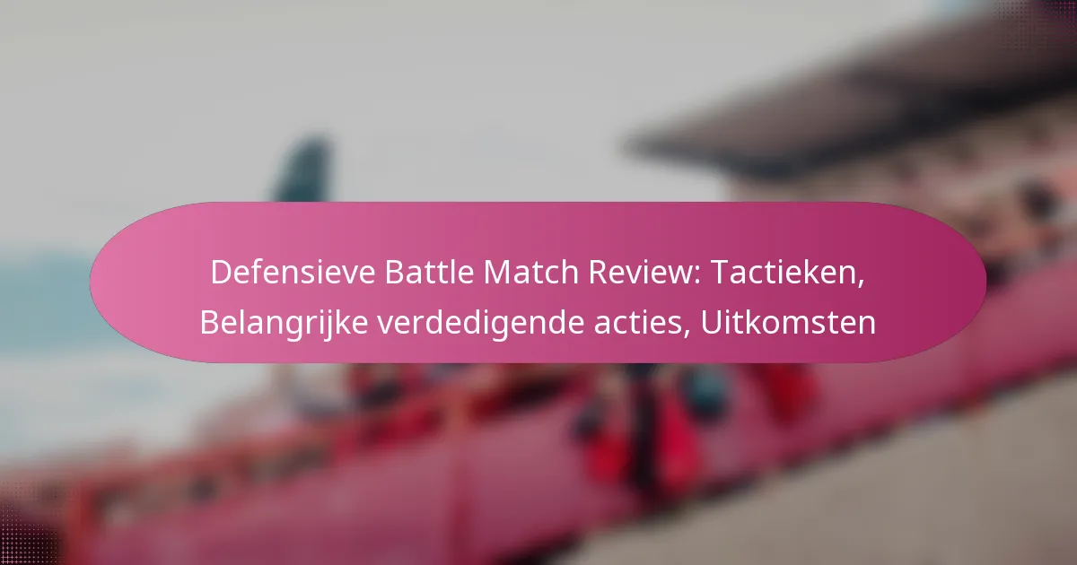 Defensieve Battle Match Review: Tactieken, Belangrijke verdedigende acties, Uitkomsten