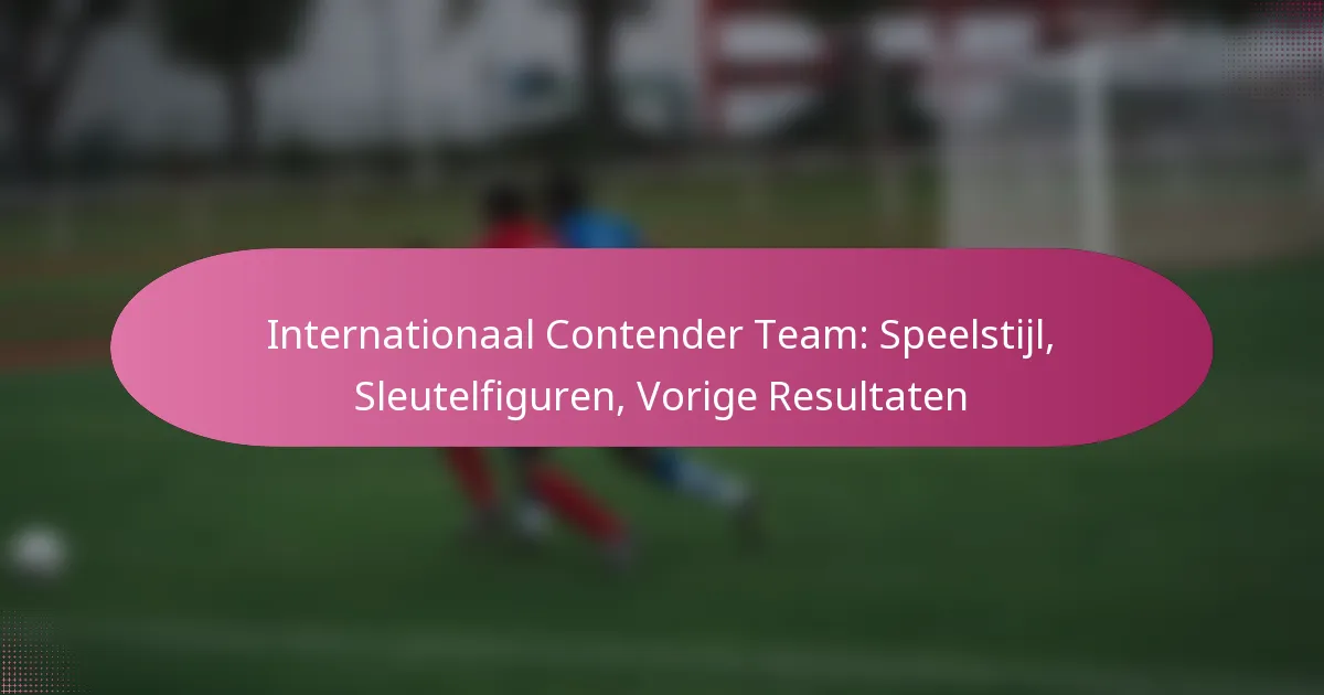 Internationaal Contender Team: Speelstijl, Sleutelfiguren, Vorige Resultaten
