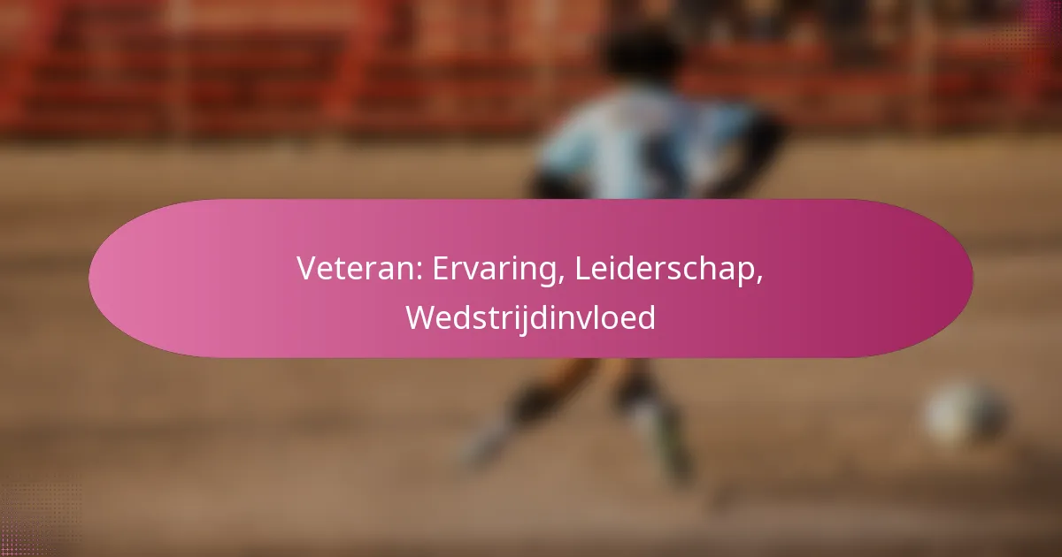 Veteran: Ervaring, Leiderschap, Wedstrijdinvloed
