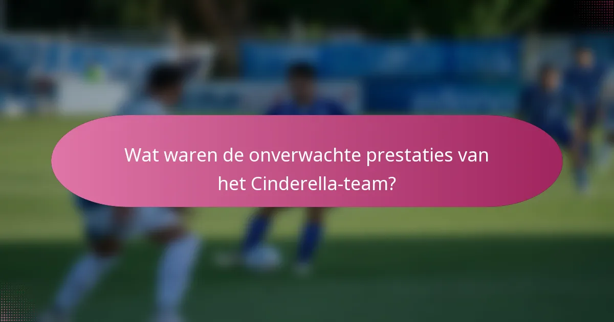 Wat waren de onverwachte prestaties van het Cinderella-team?